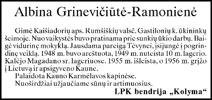 Albina-Ramonienė-Grinevičiūtė „Tremtinys“, 2016 Nr. 16